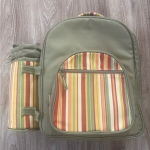 Striped Backpack with Bottle Holder